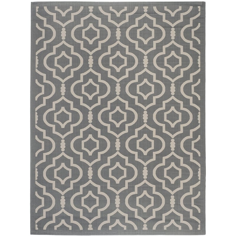 Pemberly Row Polypropylene Anthracite Indoor Outdoor Rug - 5'3