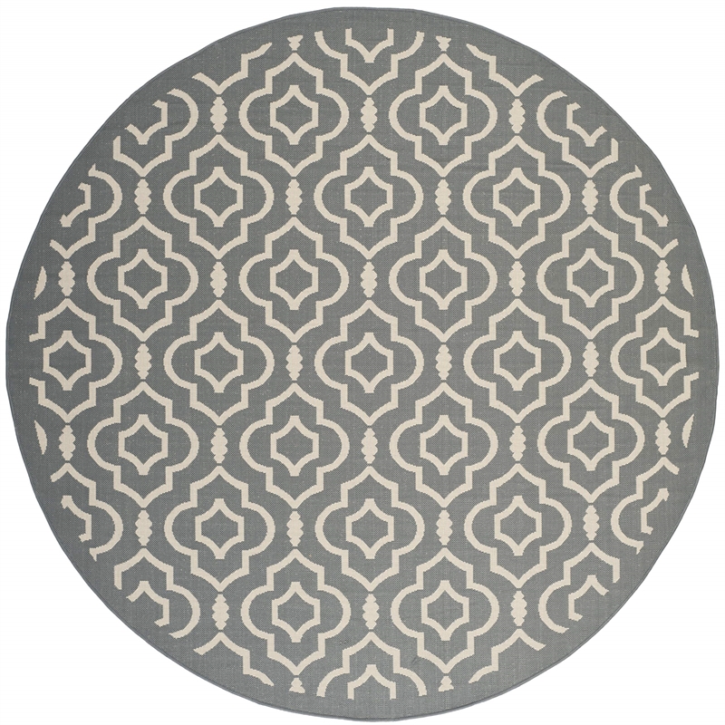 Pemberly Row Polypropylene Anthracite Indoor Outdoor Rug - Round 5'3