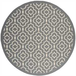 Pemberly Row Polypropylene Anthracite Indoor Outdoor Rug - Round 5'3&quot