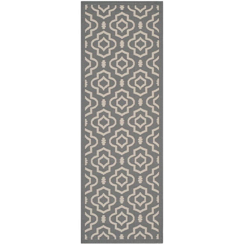 Pemberly Row Polypropylene Anthracite Indoor Outdoor Rug - Runner 2'3