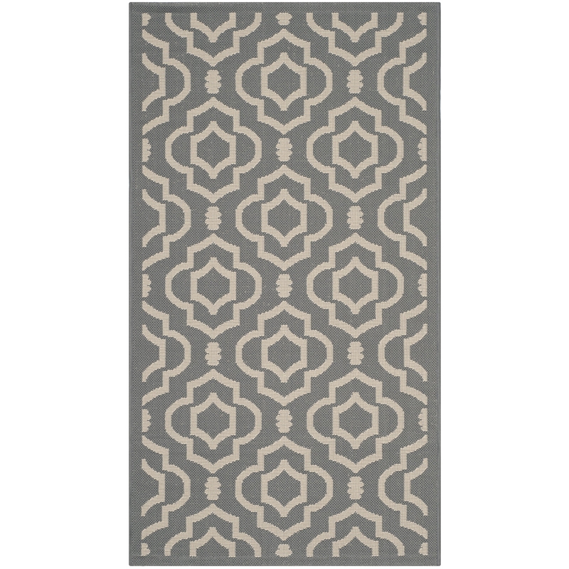 Pemberly Row Polypropylene Anthracite Indoor Outdoor Rug - Runner 2'7