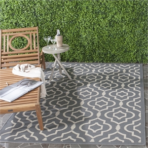 Pemberly Row Polypropylene Anthracite Indoor Outdoor Rug - Square 5'3&quot
