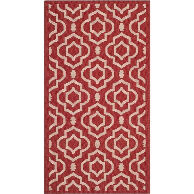 Pemberly Row Polypropylene Red Indoor Outdoor Rug - 2' x 3'7