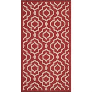 Pemberly Row Polypropylene Red Indoor Outdoor Rug - 2' x 3'7&quot