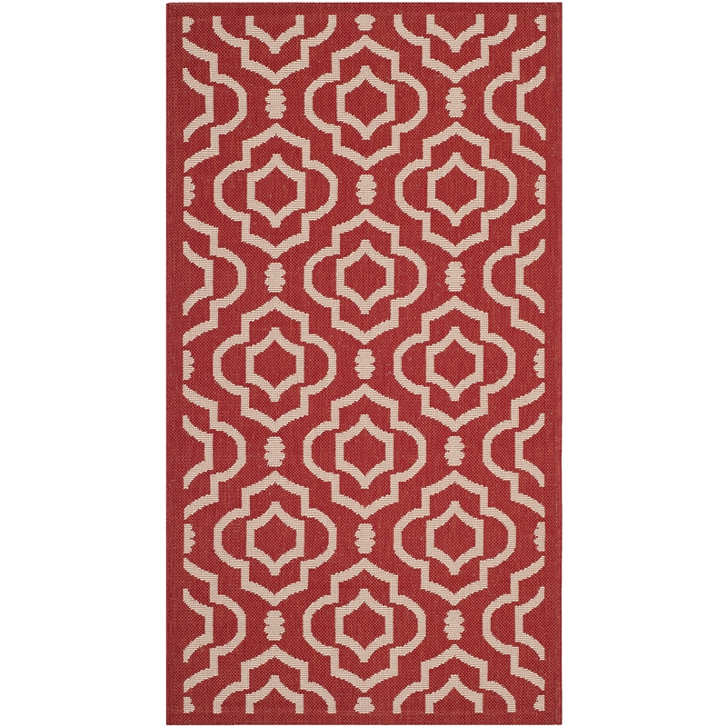 Pemberly Row Polypropylene Red Indoor Outdoor Rug - 2'7