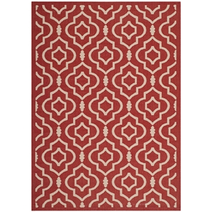 Pemberly Row Polypropylene Red Indoor Outdoor Rug - 4' x 5'7&quot
