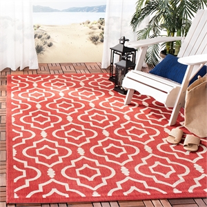 Pemberly Row Polypropylene Red Indoor Outdoor Rug - 8' x 11'