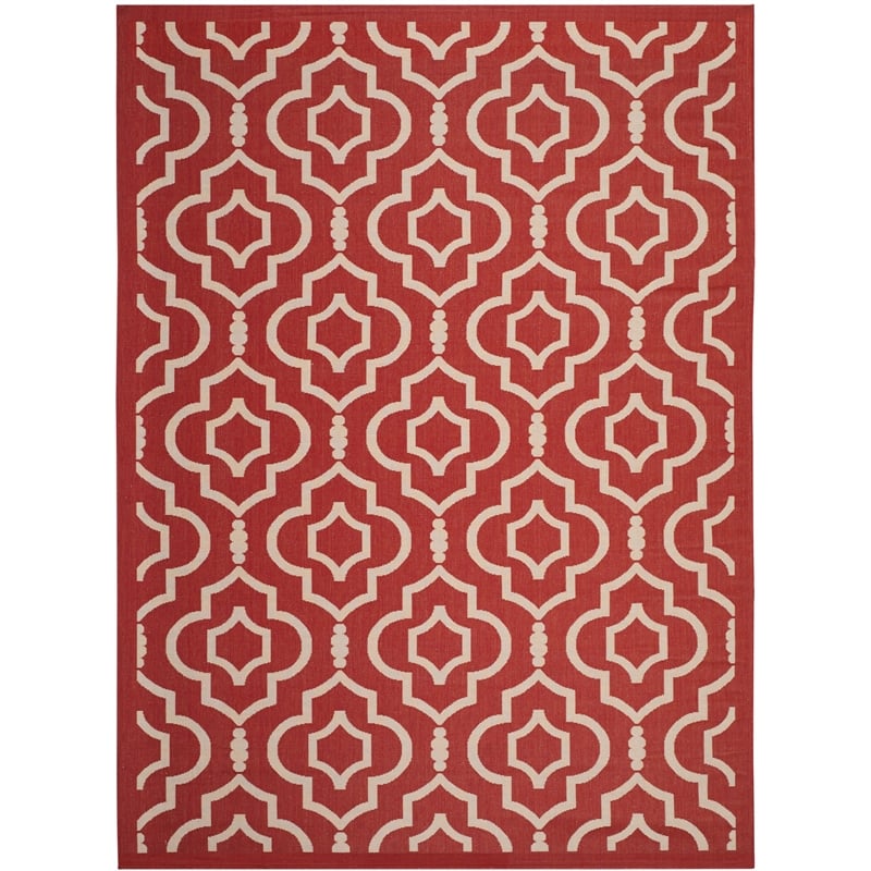 Pemberly Row Polypropylene Red Indoor Outdoor Rug - 8' x 11'