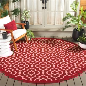 Pemberly Row Polypropylene Red Indoor Outdoor Rug - Round 7'10&quot