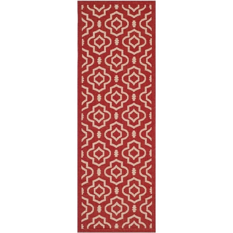 Pemberly Row Polypropylene Red Indoor Outdoor Rug - Runner 2'3