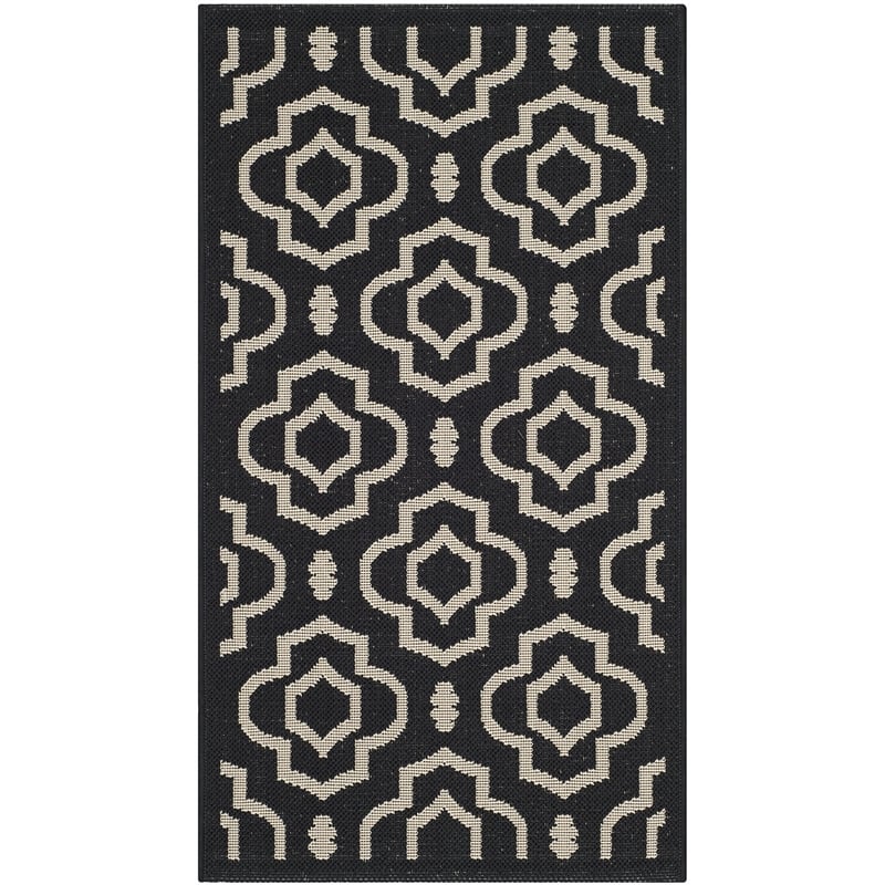 Pemberly Row Polypropylene Black Indoor Outdoor Rug - 2' x 3'7