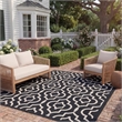 Pemberly Row Polypropylene Black Indoor Outdoor Rug - 8' x 11'