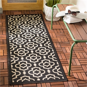 Pemberly Row Polypropylene Black Indoor Outdoor Rug - Runner 2'3&quot x 6'7&quot