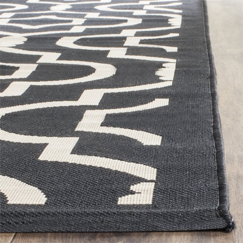 Pemberly Row Polypropylene Black Indoor Outdoor Rug - Runner 2'7