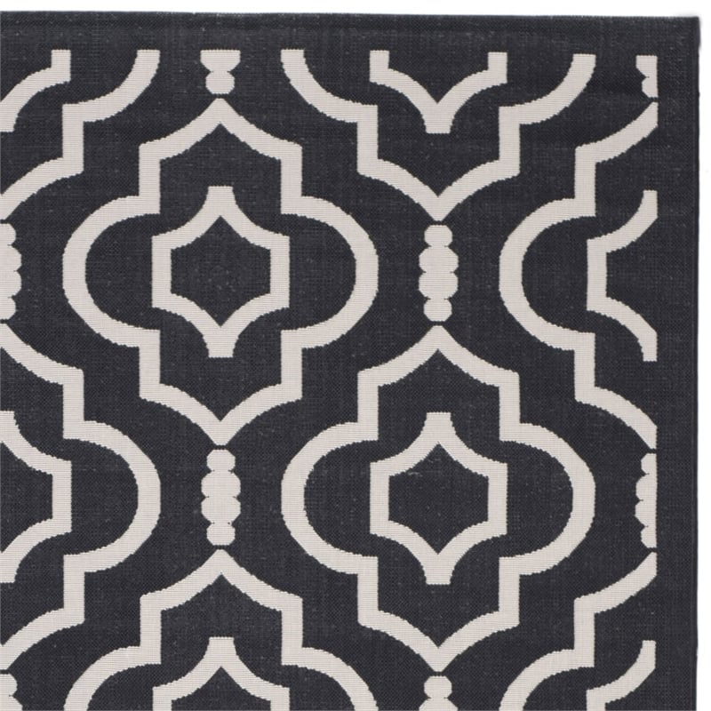 Pemberly Row Polypropylene Black Indoor Outdoor Rug - Runner 2'7