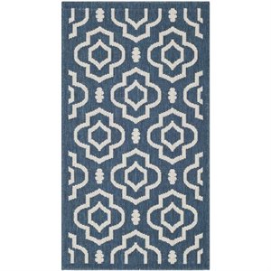 Pemberly Row Polypropylene Navy Indoor Outdoor Rug - 2' x 3'7&quot