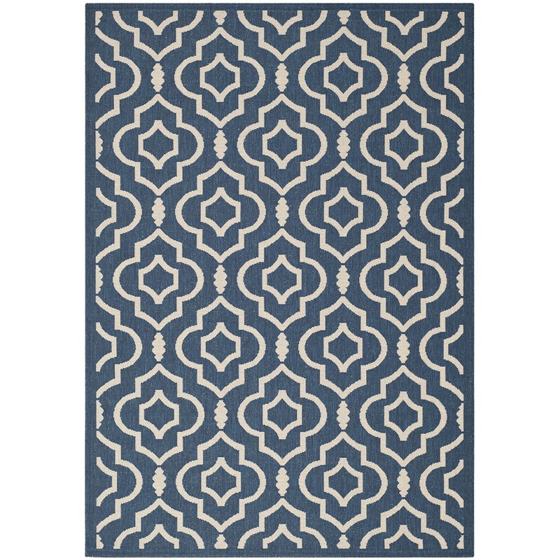Pemberly Row Polypropylene Navy Indoor Outdoor Rug - 4' x 5'7