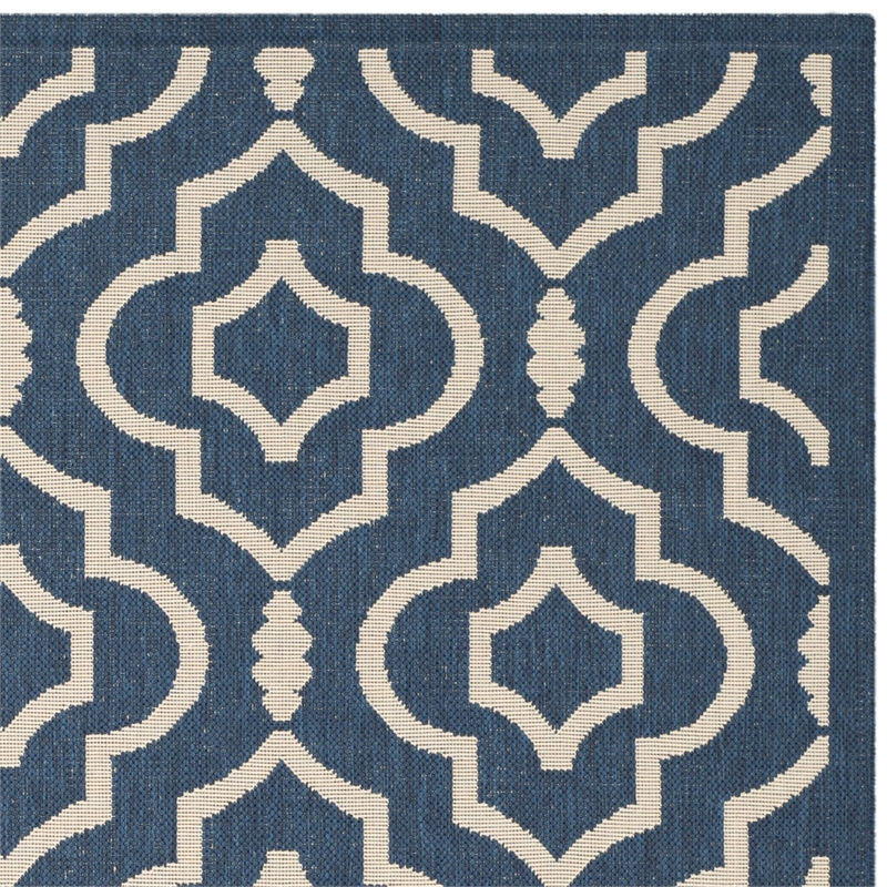 Pemberly Row Polypropylene Navy Indoor Outdoor Rug - 4' x 5'7