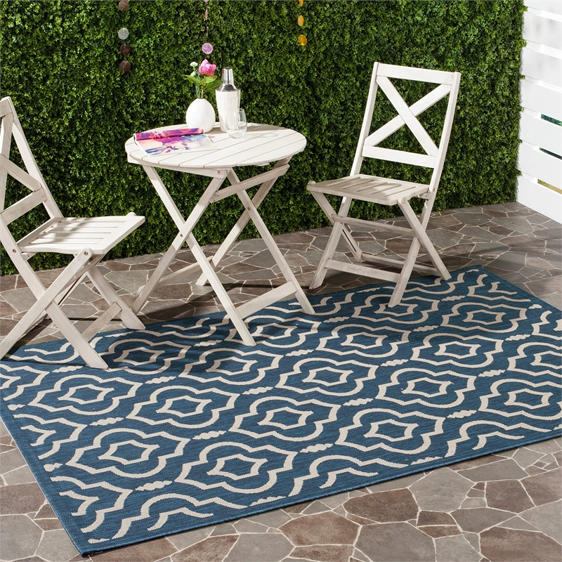 Pemberly Row Polypropylene Navy Indoor Outdoor Rug - 9' x 12'