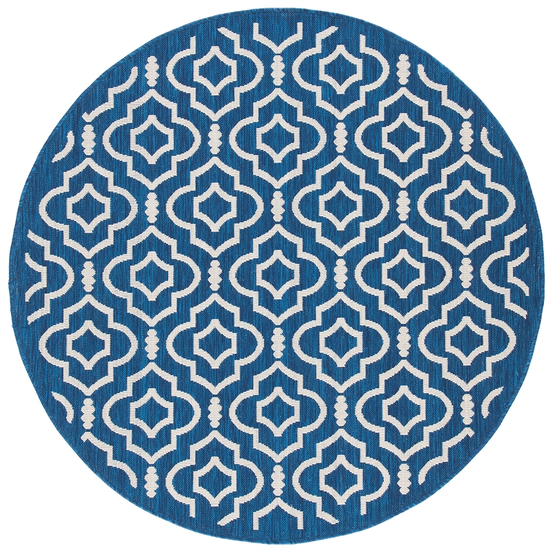 Pemberly Row Polypropylene Navy Indoor Outdoor Rug - Round 5'3