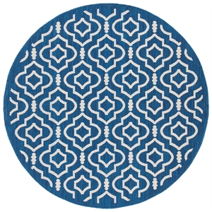 Pemberly Row Polypropylene Navy Indoor Outdoor Rug - Round 5'3&quot