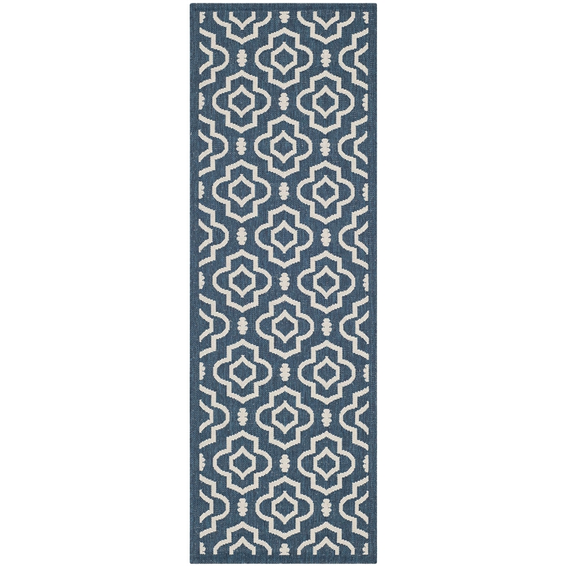 Pemberly Row Polypropylene Navy Indoor Outdoor Rug - Runner 2'3
