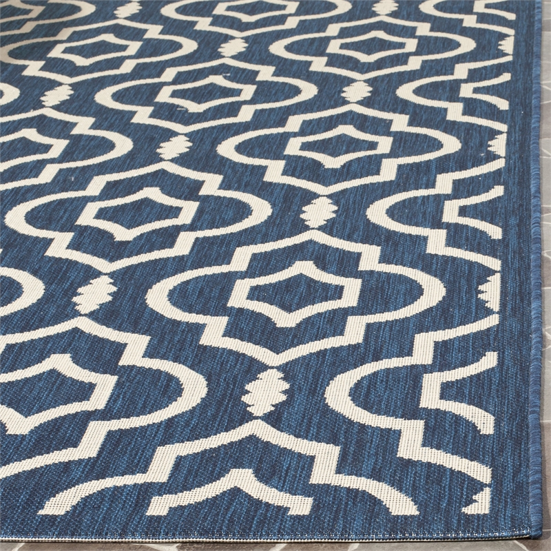 Pemberly Row Polypropylene Navy Indoor Outdoor Rug - Runner 2'3