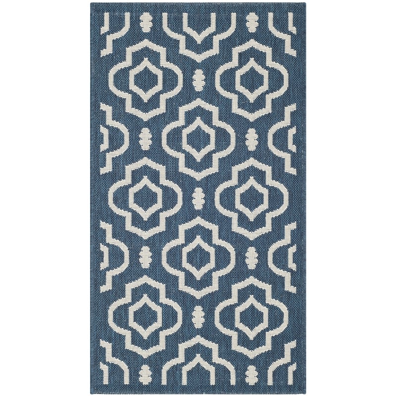 Pemberly Row Polypropylene Navy Indoor Outdoor Rug - Runner 2'7