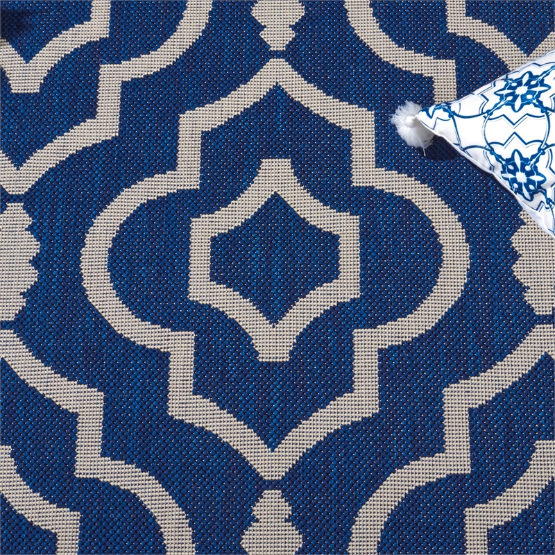 Pemberly Row Polypropylene Navy Indoor Outdoor Rug - Runner 2'7