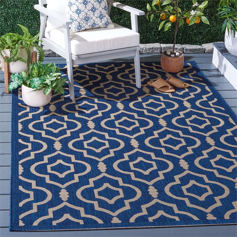 Pemberly Row Polypropylene Navy Indoor Outdoor Rug - Square 6'7