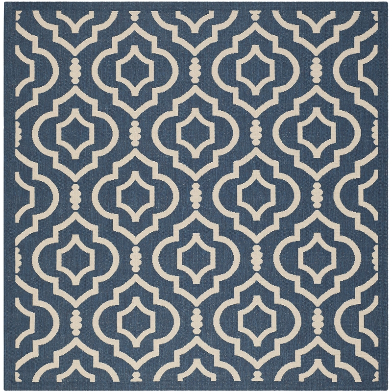 Pemberly Row Polypropylene Navy Indoor Outdoor Rug - Square 6'7