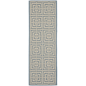 Pemberly Row Polypropylene Blue Indoor Outdoor Rug - Runner 2'3&quot x 8'