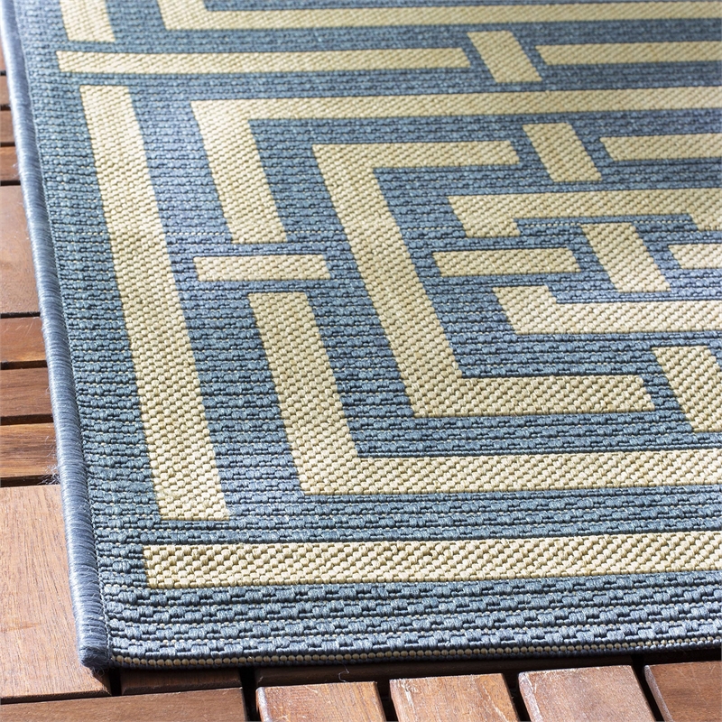 Pemberly Row Polypropylene Blue Indoor Outdoor Rug - Runner 2'3