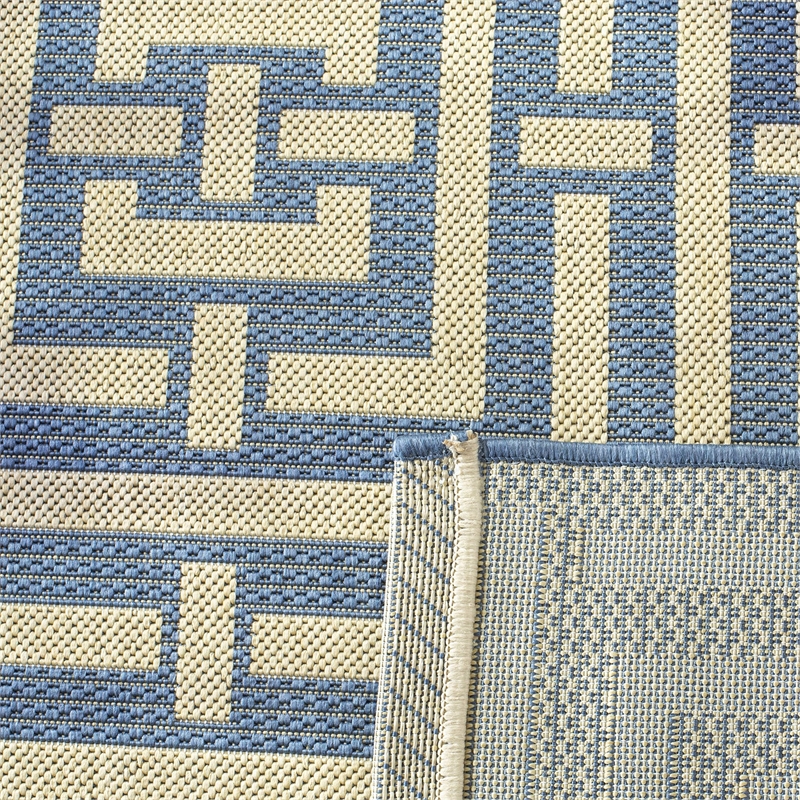 Pemberly Row Polypropylene Blue Indoor Outdoor Rug - Runner 2'3