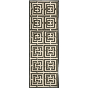 Pemberly Row Polypropylene Black Indoor Outdoor Rug - Runner 2'3&quot x 8'
