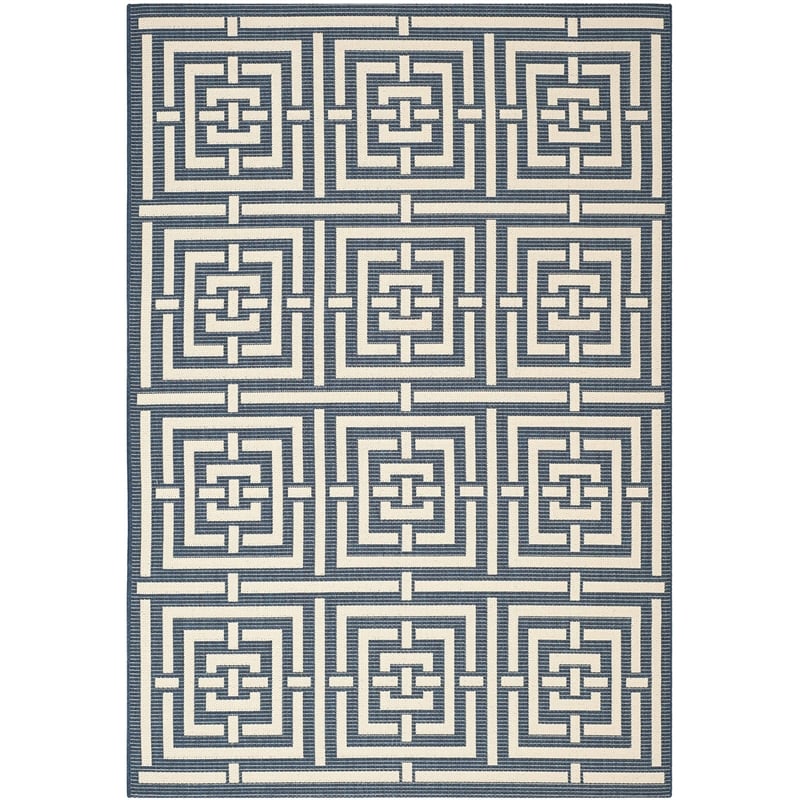 Pemberly Row Polypropylene Navy Indoor Outdoor Rug - 5'3