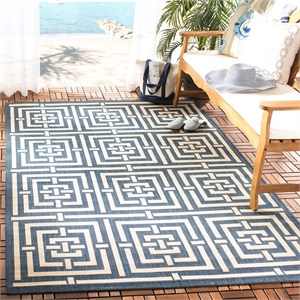 Pemberly Row Polypropylene Navy Indoor Outdoor Rug - 6'7&quot x 9'6&quot