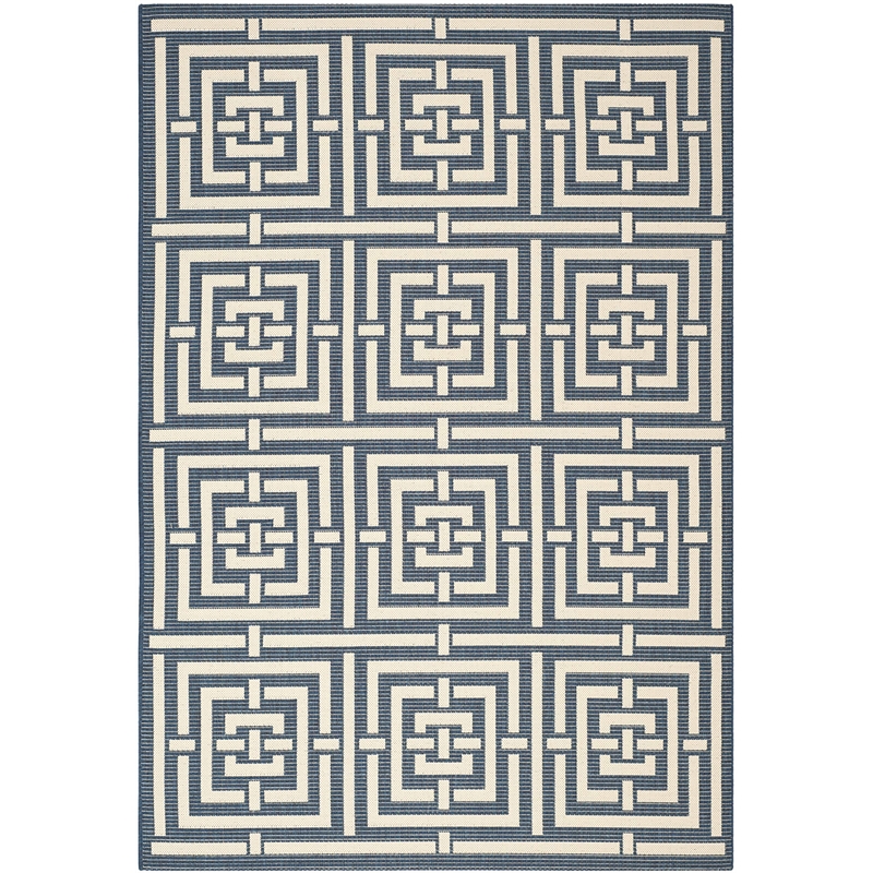 Pemberly Row Polypropylene Navy Indoor Outdoor Rug - 6'7