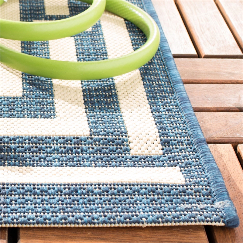 Pemberly Row Polypropylene Navy Indoor Outdoor Rug - 8' x 11'