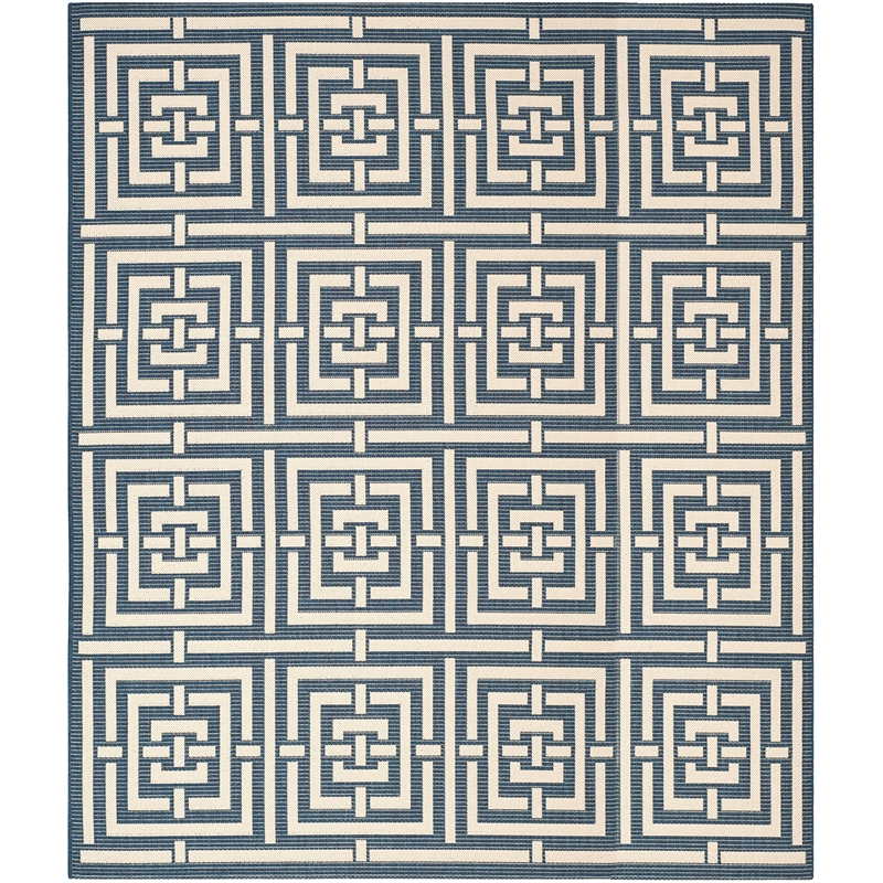 Pemberly Row Polypropylene Navy Indoor Outdoor Rug - 9' x 12'