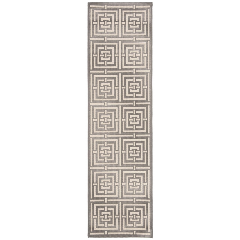 Pemberly Row Polypropylene Grey Indoor Outdoor Rug - Runner 2'3