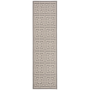 Pemberly Row Polypropylene Grey Indoor Outdoor Rug - Runner 2'3&quot x 8'