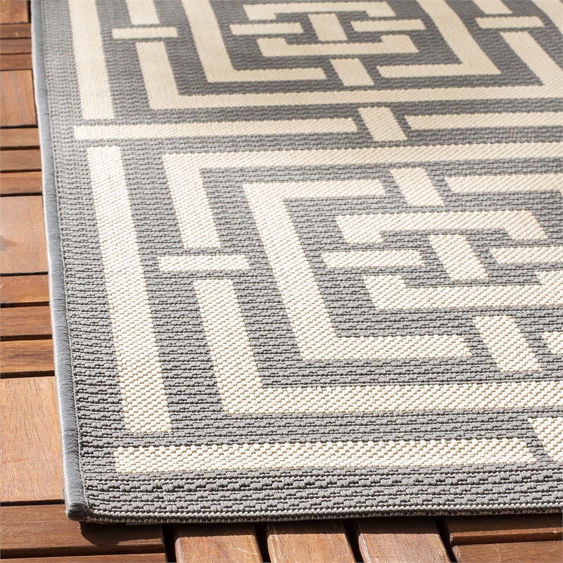 Pemberly Row Polypropylene Grey Indoor Outdoor Rug - Runner 2'3