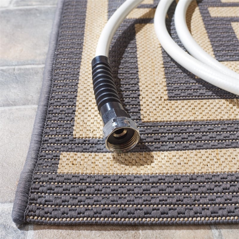 Pemberly Row Polypropylene Grey Indoor Outdoor Rug - Runner 2'3