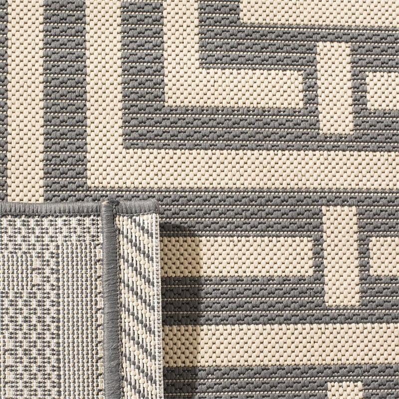 Pemberly Row Polypropylene Grey Indoor Outdoor Rug - Runner 2'3