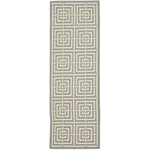 Pemberly Row Polypropylene Grey Indoor Outdoor Rug - Runner 2'3&quot x 14'