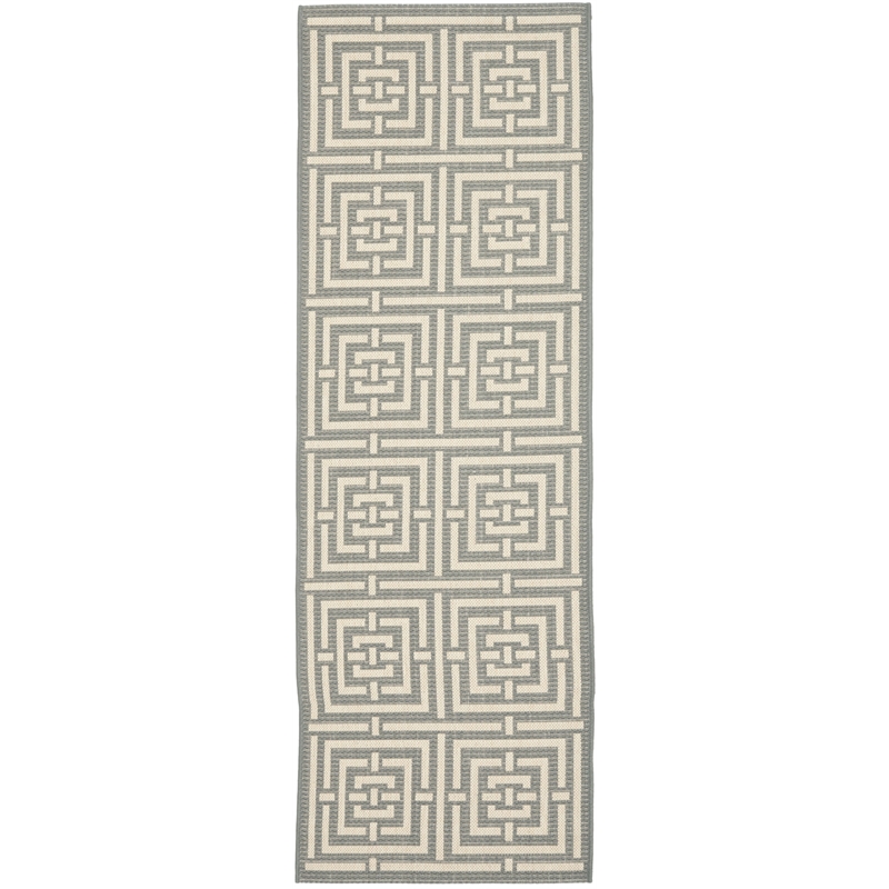 Pemberly Row Polypropylene Grey Indoor Outdoor Rug - Runner 2'3