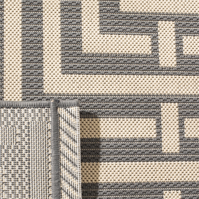 Pemberly Row Polypropylene Grey Indoor Outdoor Rug - Runner 2'3