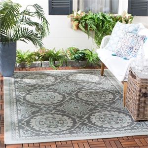 Pemberly Row Polypropylene Light Grey Indoor Outdoor Rug - 6'7&quot x 9'6&quot