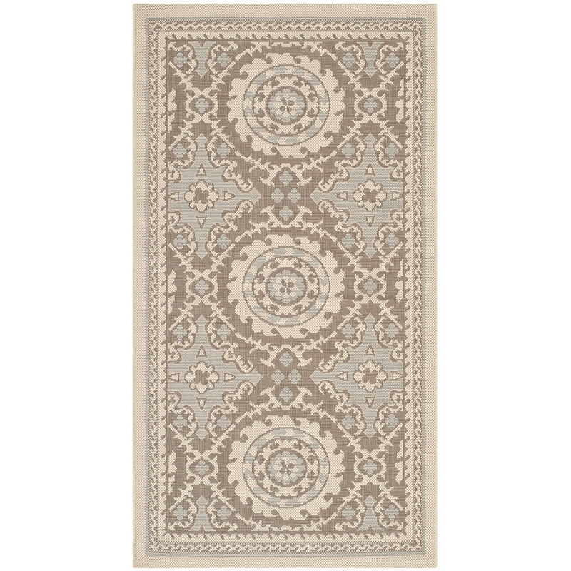 Pemberly Row Polypropylene Beige Indoor Outdoor Rug - 2'7